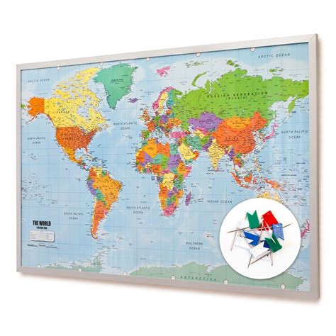 World Map Cork Memo Board - Perfect for Pinning and Organizing