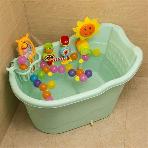 Large size children's bath barrel baby bathtub plastic tub portable ...