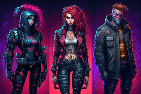 Concept Art Cyberpunk Characters. Avatar Character Illustrations. Generative Ai Stock ...