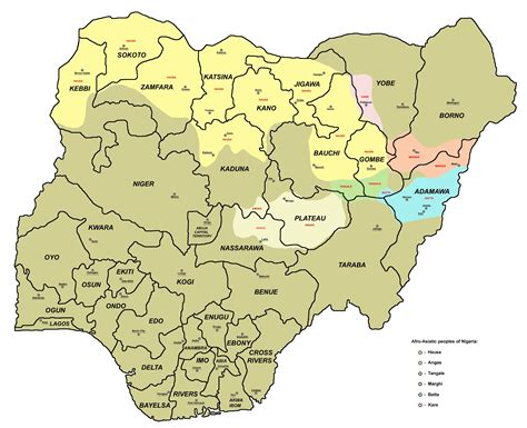 Map of nigeria with 36 states and capitals - Map of nigeria showing the ...