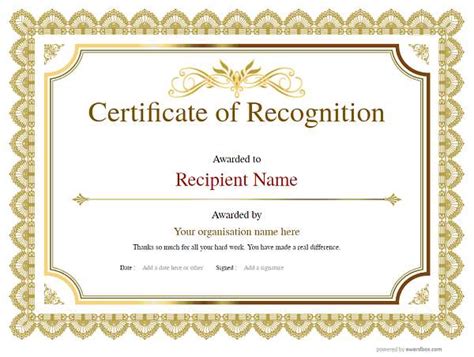 Free Certificate of Recognition template downloads. Easy online editing