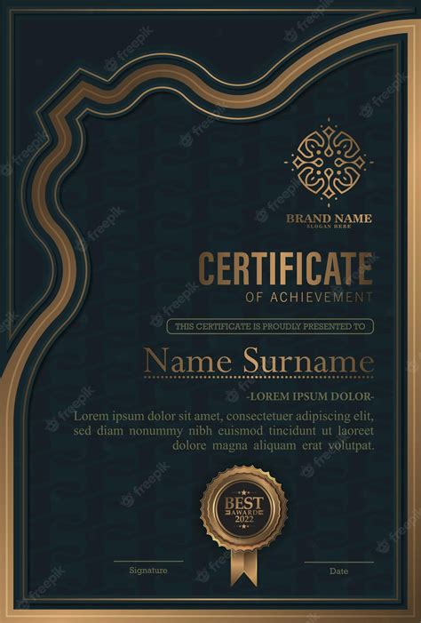 Premium Vector | Luxury black and gold certificate with gold frame color