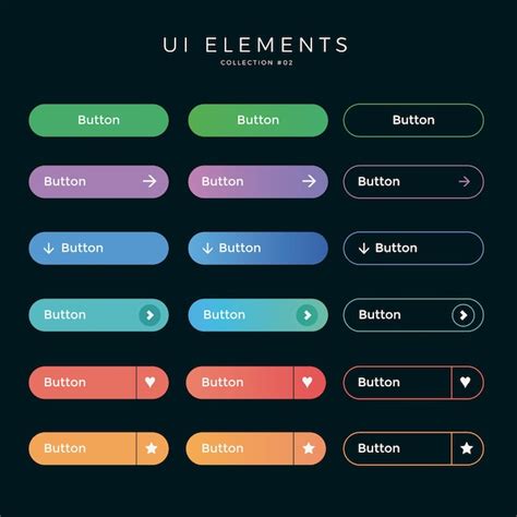 Ui rounded buttons web design Vector | Premium Download