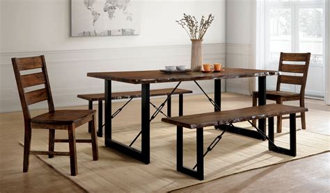 Furniture of America Jared 5 Piece Rustic Dining Table Set, Walnut ...