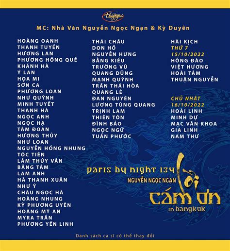 Cuối năm nay, dân Việt có thể xem Paris by Night 134 live tại Bangkok, Thái Lan - Phong Cách ...