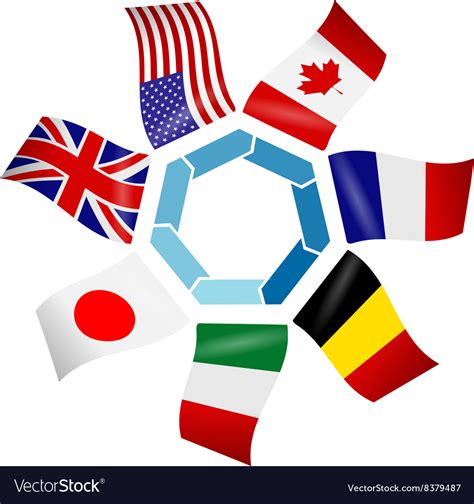 Flags countries of the group of seven Royalty Free Vector