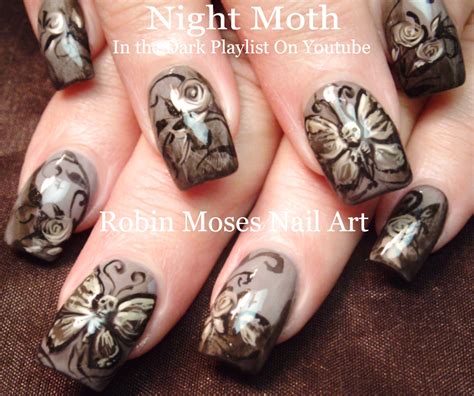 Nail Art by Robin Moses: Skulls and Butterflies up today! "skull nails" "butterfly nails" "cute ...