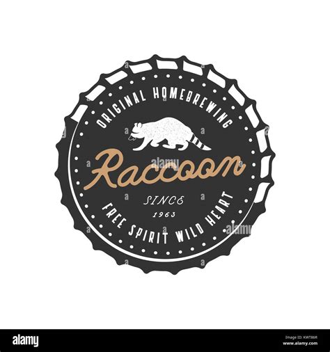 Wild animal badge with Raccoon and typography elements. Beer Logo template for brewing company ...