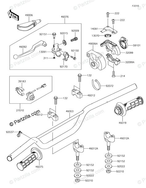 Kawasaki Motorcycle 2019 OEM Parts Diagram for HANDLEBAR | Partzilla.com