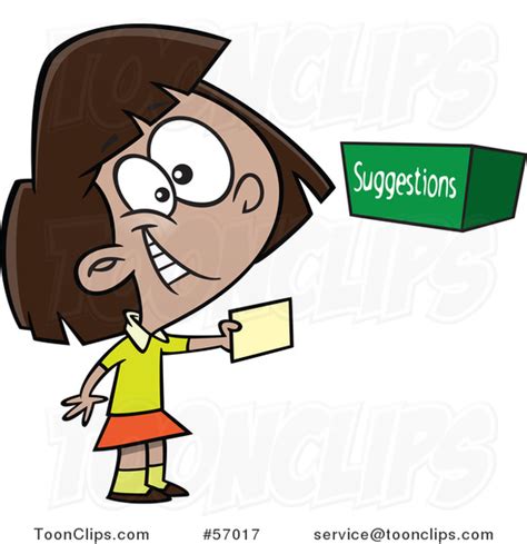 Cartoon Girl Putting a Note in a Suggestion Box #57017 by Ron Leishman