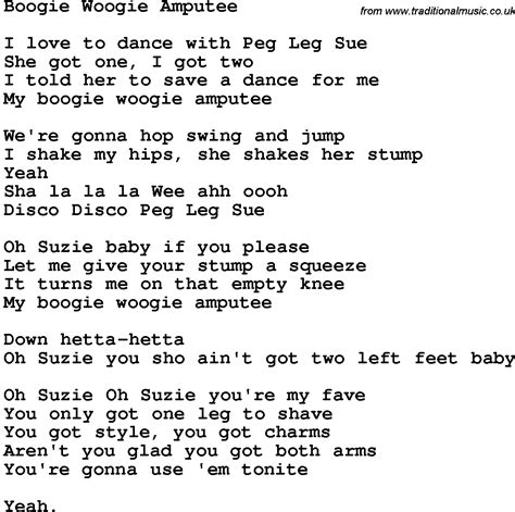 Novelty Song: Boogie Woogie Amputee lyrics