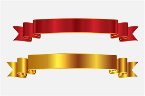 Premium Vector | Elegant Red And Golden Ribbon Banner