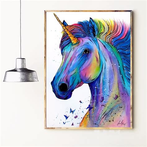 Unicorn Watercolor Canvas Art Poster Wall | Unilovers