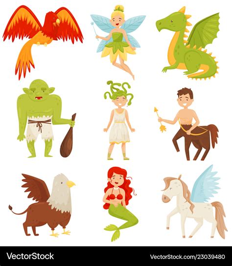 Mythical fairy tale creatures set centaur Vector Image