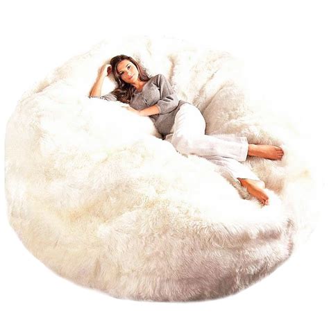 Giant Sheepskin bean bag chair large jumbo fur bean bag chairs ...