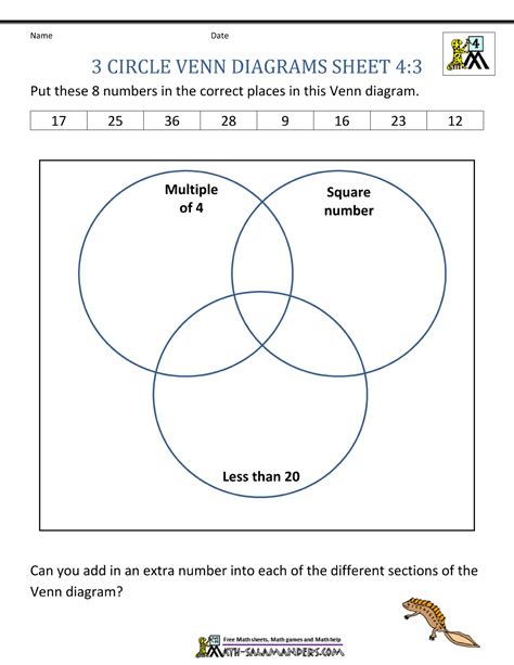 3 Circle Venn Diagram Worksheets