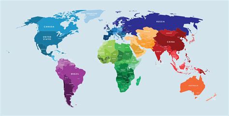 Mapa del mundo vectorial colorido completo con todos los nombres de ...