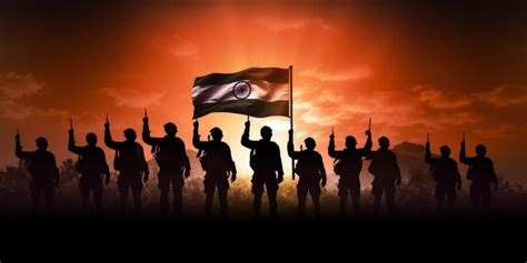 Premium AI Image | Group of Indian Soldiers Celebrating with India Flag Background India ...