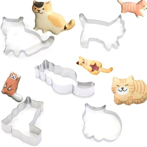 5pcs/set Cute Cat Kitten Cookie Cutter Pattern Stainless Steel Cookie ...