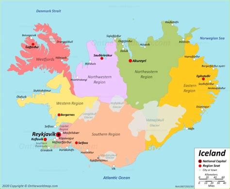 Map of Iceland cities: major cities and capital of Iceland