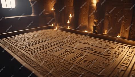 Premium AI Image | An ancient Egyptian tomb with hieroglyphics golden artifacts and a mysterious ...