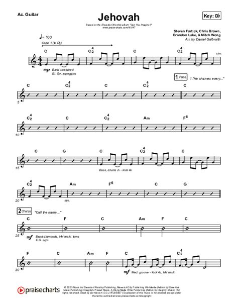 Jehovah Acoustic Guitar Sheet Music PDF (Elevation Worship / Chris Brown) - PraiseCharts