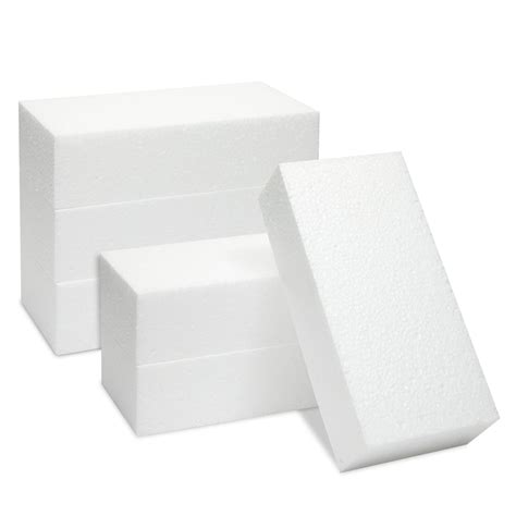 6 Pack Foam Blocks for Crafts Supplies, White Polystyrene Bricks for DIY Art Projects (8 x 4 x 2 ...