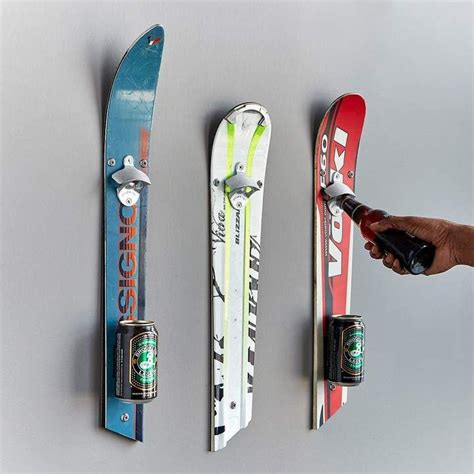 Wall Mounted Recycled Ski Bottle Opener | Ski decor, Ski gifts, Skiing