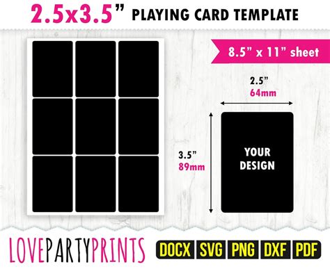 Playing Card Template Svg Pdf Png Dxf Trading Card - Etsy