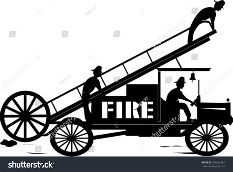 Vintage Fire Truck Silhouette Stock Vector 151854584 - Shutterstock