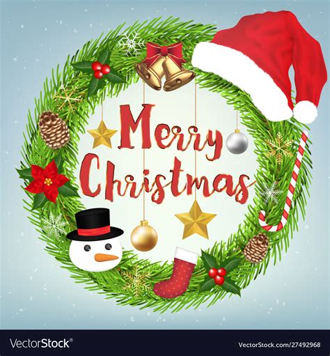 Decoration merry christmas wreath circle Vector Image