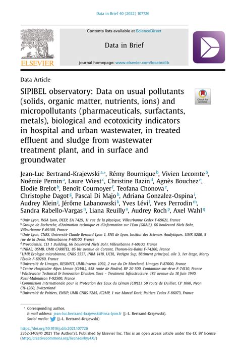 (PDF) SIPIBEL observatory: Data on usual pollutants (solids, organic ...