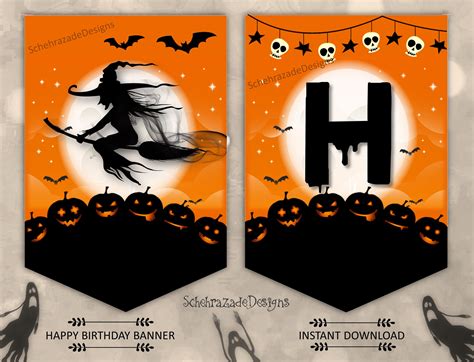 Happy Birthday Banner Spooky Pumpkin Printable Banner Spooky | Etsy