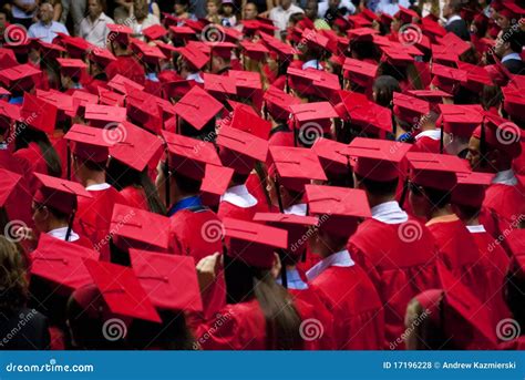 Graduates Red Cap and Gown editorial stock photo. Image of students - 17196228