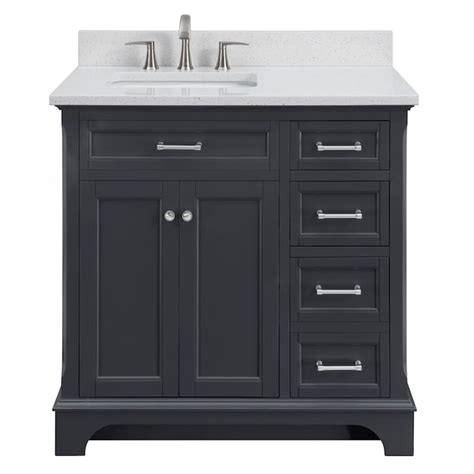 Scott Living Roveland 36-in Dark Gray Single Sink Bathroom Vanity with Terrazzo Engineered Stone ...