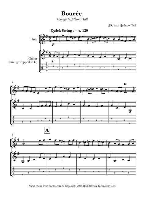 Jethro Tull - Swinging Bouree (Homage to Jethro Tull) Sheet music for ...