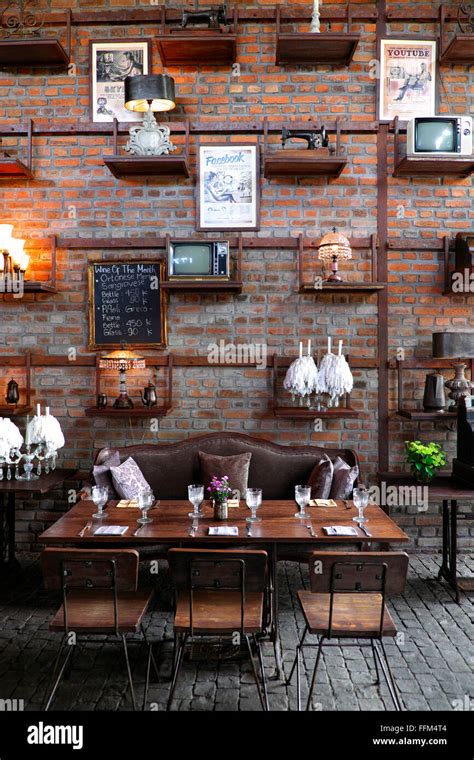 Rustic interior of The Bistrot cafe/restaurant in Seminyak, Bali Stock ...