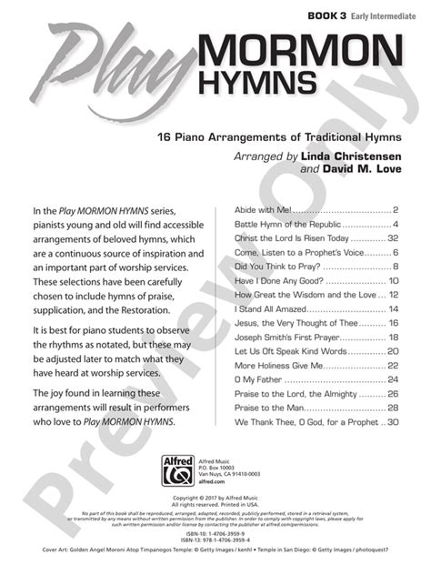 Play Mormon Hymns, Book 3: 16 Piano Arrangements of Traditional Hymns ...