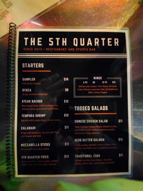 Menu at The 5th Quarter - Sports Bar and Restaurant, Visalia