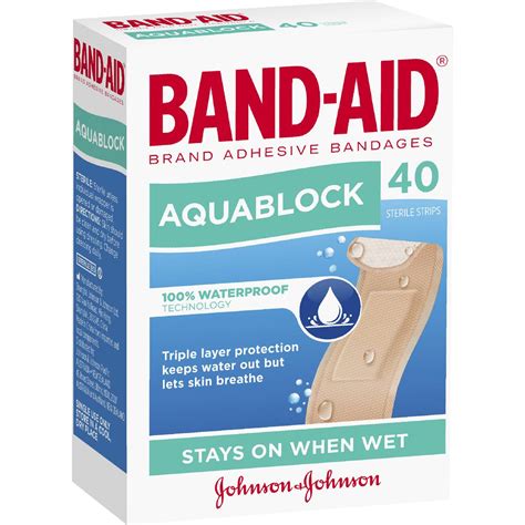 Band-aid Waterproof Aquablock Sterile Strips 40 Pack | Woolworths