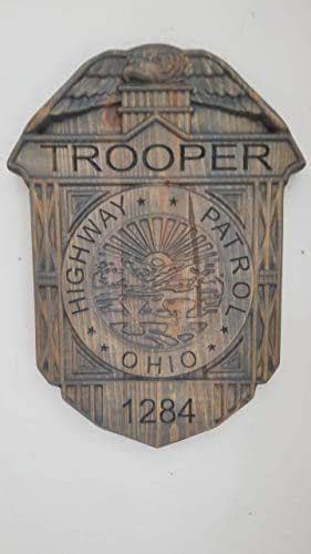 Amazon.com: Personalized Ohio State Police Trooper Badge V Carved Wooden Sign. : Handmade Products