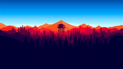 Firewatch Forest Mountains Minimalism 4k Wallpaper 4K