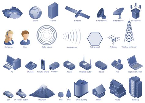 Telecommunication Networks Icons Network Operations Center, Telecommunication Systems, Satellite ...