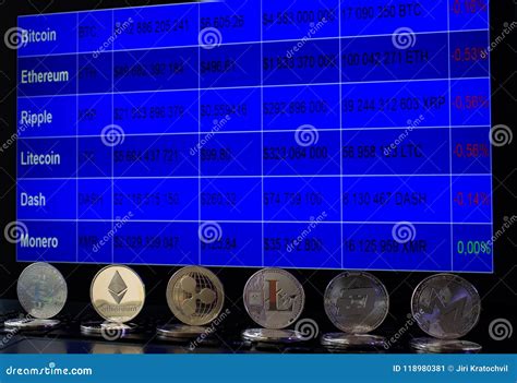 Crypto Currency Coins And Chart With Prices Stock Image - Image of ...