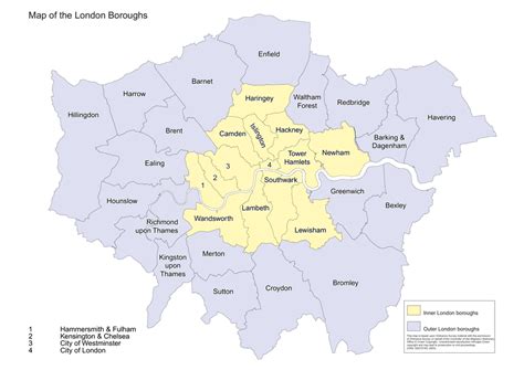 Inner London Boroughs Map