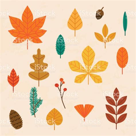 Autumn leaves set. Flat design modern vector illustration concept. royalty-free autumn leaves ...