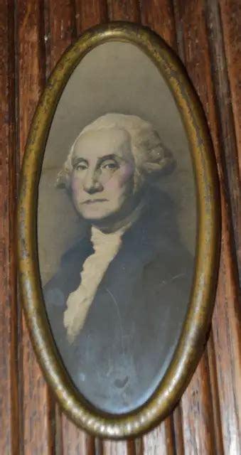 ANTIQUE SMALL METAL Oval Frame with Picture of George Washington 7 1/2" x 3 1/2" $79.97 - PicClick