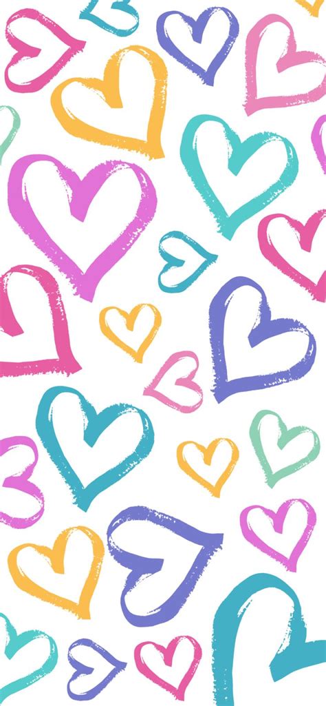 Heart Pattern Wallpaper Background for iPhone {Pastel Rainbow Colors ...