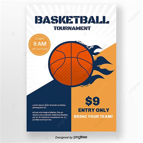 Flame Orange Blue Basketball Match Poster Template for Free Download on ...