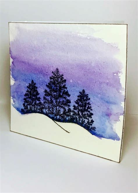 Easy Blue and Purple Watercolor Christmas Tree Card - Mandy's DIY Care | Watercolor christmas ...